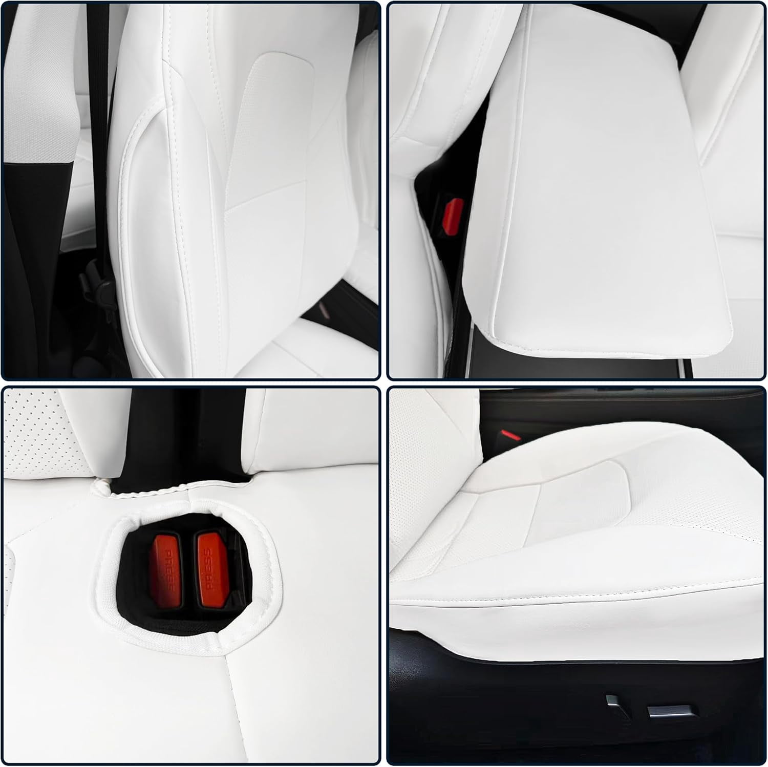 Motoptes Custom Fit Car Seat Covers for Tesla Model Y Juniper 2025 2026, Full Set Nappa Leather Seat Cover, (White)