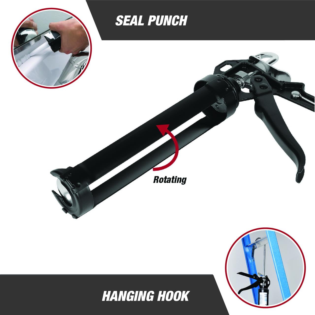 Hyper Tough Drip-Free Caulk Gun with Rotating Barrel
