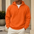 thumbnail image 2 of Sorvello Men's Fleece Big and Tall Hoodie Quarter Zip Fuzzy Sweatshirt Classic Warm Comfy Athletic Work Casual Fall Winter Top for Men Saffron L, 2 of 8