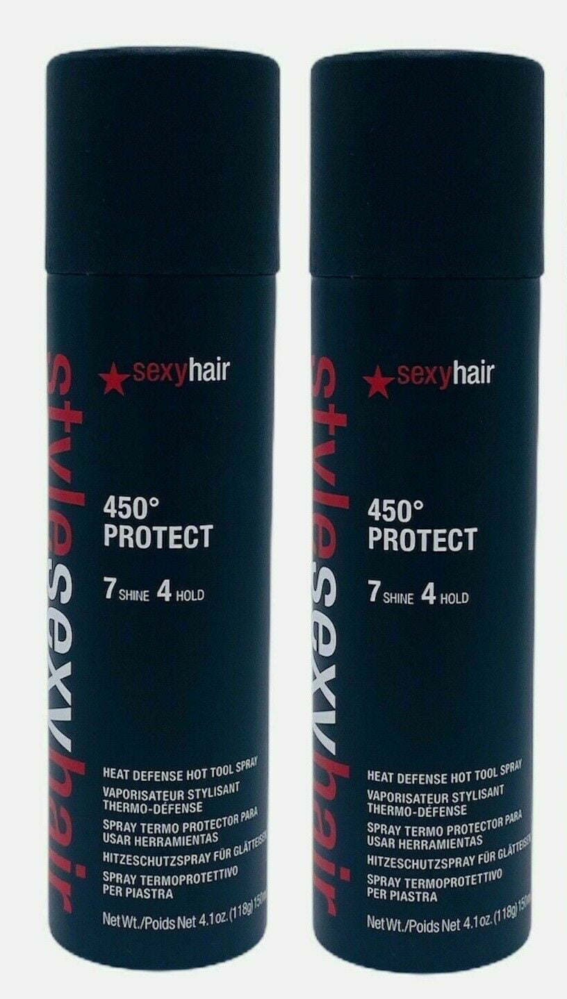 Style Sexy Hair 450 Protection 7 Shine 4 Hold Heat Defense Spray 4.1 oz 2 Pack