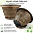 thumbnail image 4 of 10 Inch Flower Pots Planters for Indoor Outdoor Plants, 3 Pack Plastic Large Plant Pots with Drainage Hole & Tray, Modern Decorative Garden Pot with Saucer, Plant Container for House, 4 of 7