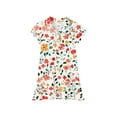 thumbnail image 5 of CCRFTGI Girls Dresses Polo Dress Size 7-8 Back To School School Uniform Casual Floral Print Pleated Flare Skater Polo Dresses Summer Button-Down Collar Picque Polo Dress Orange 12-13 Years, 5 of 5