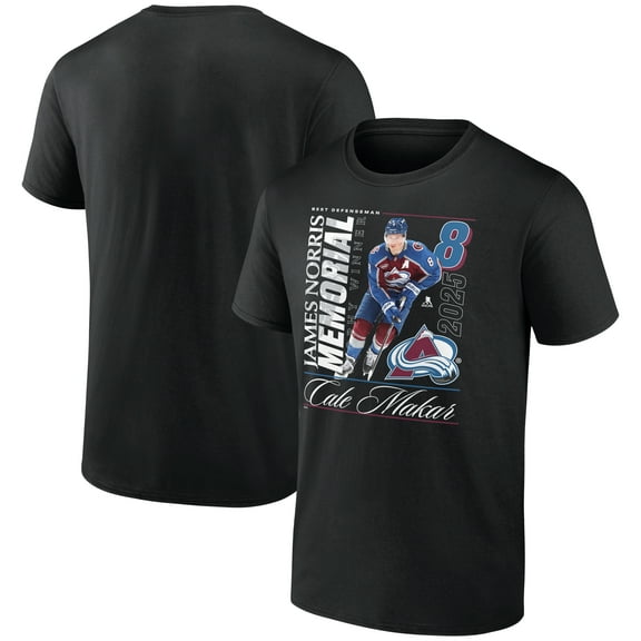 Men's Cale Makar Black Colorado Avalanche 2025 Norris Trophy Winner T-Shirt