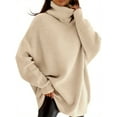 thumbnail image 5 of Autumn Winter Women's Casual Loose Knit Top Turtleneck Oversized Bat Sleeves Thick Pullover, 5 of 5