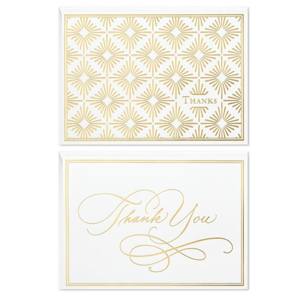 Hallmark Thank You Notes, Greeting Cards (Gold Foil Scroll 50 Cards and