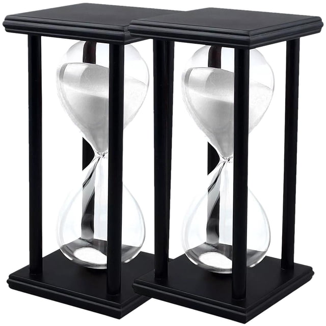 Reloj de Arena SandGlideWhite 2Pzas 30min Negro/Blanco Madera/Vidrio/Arena.