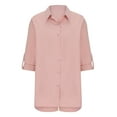 thumbnail image 5 of Women's Casual Loose Two Piece Sets Long Sleeve Shirt with Shorts Trendy Summer 2025 Outfits Pink,XL, 5 of 7