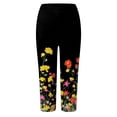thumbnail image 3 of felwors Multi Floral Print High Waist Capri Leggings for Women Yellow S, 3 of 4