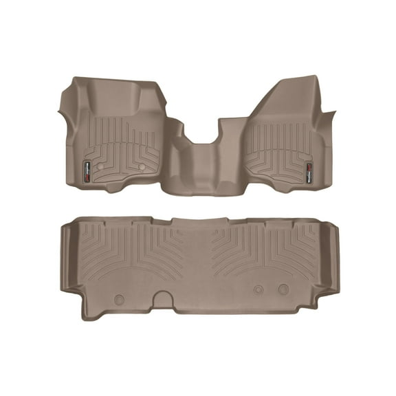 WeatherTech Custom Fit FloorLiners compatible with 2011-2011 Ford Super Duty - 1st Row Over-The-Hump & 2nd Row, Tan