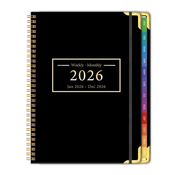 2026 Hardcover Weekly & Monthly Planner, Jan 2026 – Dec 2026, 8.5" x 11" Large Daily Agenda Book with Colorful Monthly Tabs, College & Classroom Organizer Notebook, School & Office Supplies for Stude