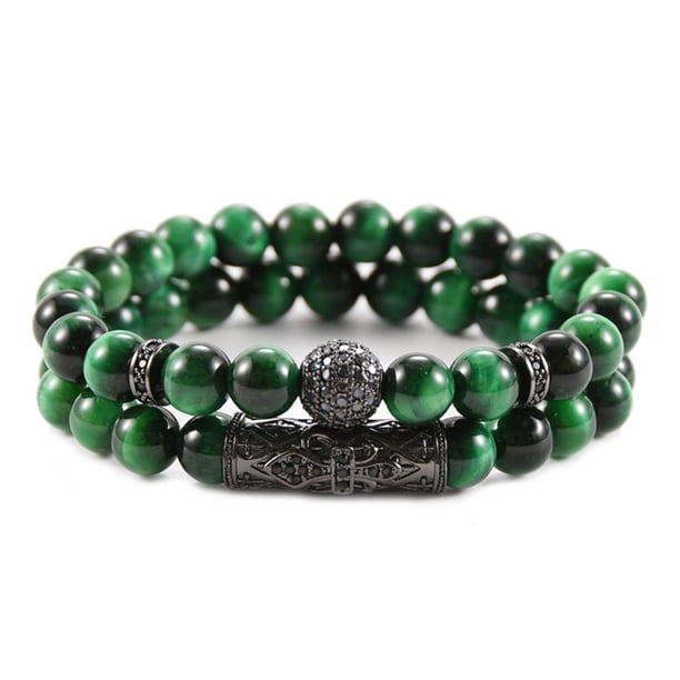 Guardurnaity de piedra Natural para hombres y mujeres, reemplazo decorativo antiguo portátil, brazalete Flexible para padres, adorno de joyería Ropa, zapatos y accesorios Miscelánea Verde