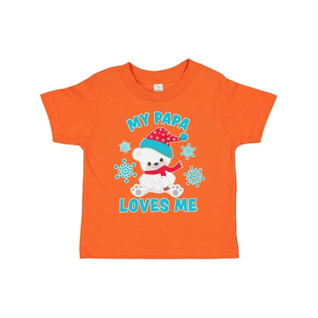 

Inktastic Polar Bear My Papa Loves Me in Santa Hat with Snowflakes Boys or Girls Toddler T-Shirt