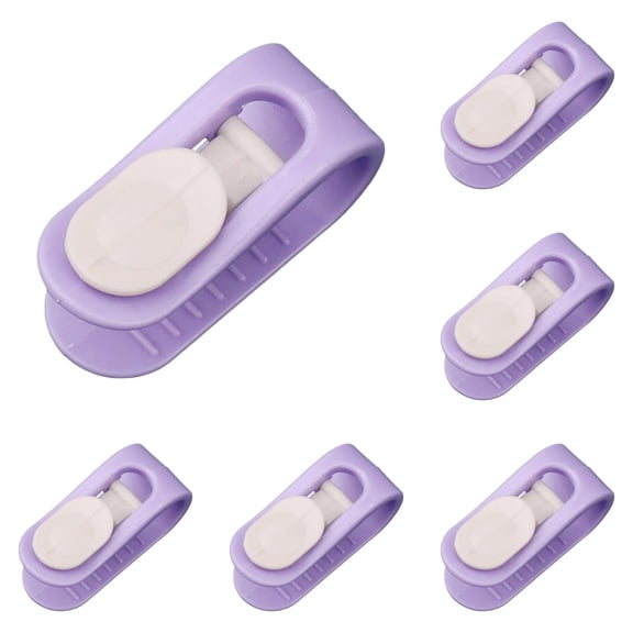 6-Pack Bed Sheet Holder Clips Purple, No-Pin Safety Grips for Fitted Sheet and Duvet Corner, Easy Press Thumb Button