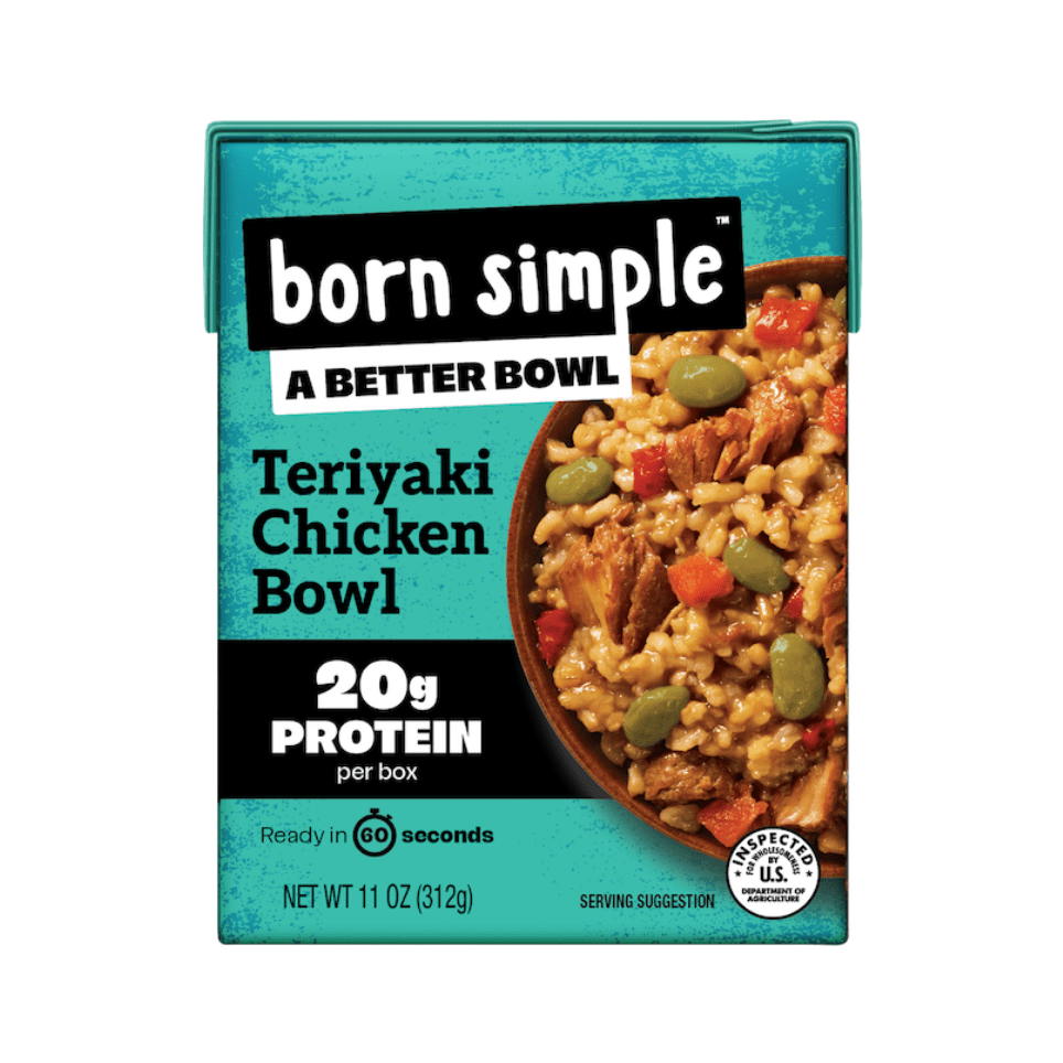 (2 pack) Born Simple Teriyaki Chicken Rice Bowl, 11 oz Shelf-Stable Box
