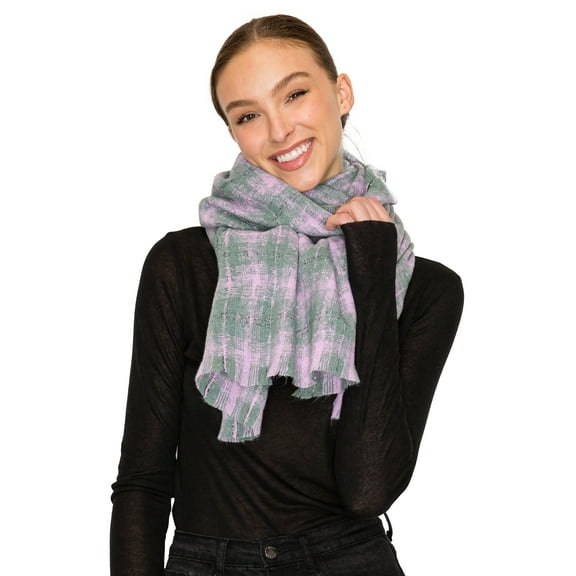 BASICO Fall Scarf for Women, Winter Scarf, Women's Scarves & Wraps, Blanket Scarf, Fall Accessories (17 Colors) (Ombre Check - Purple)