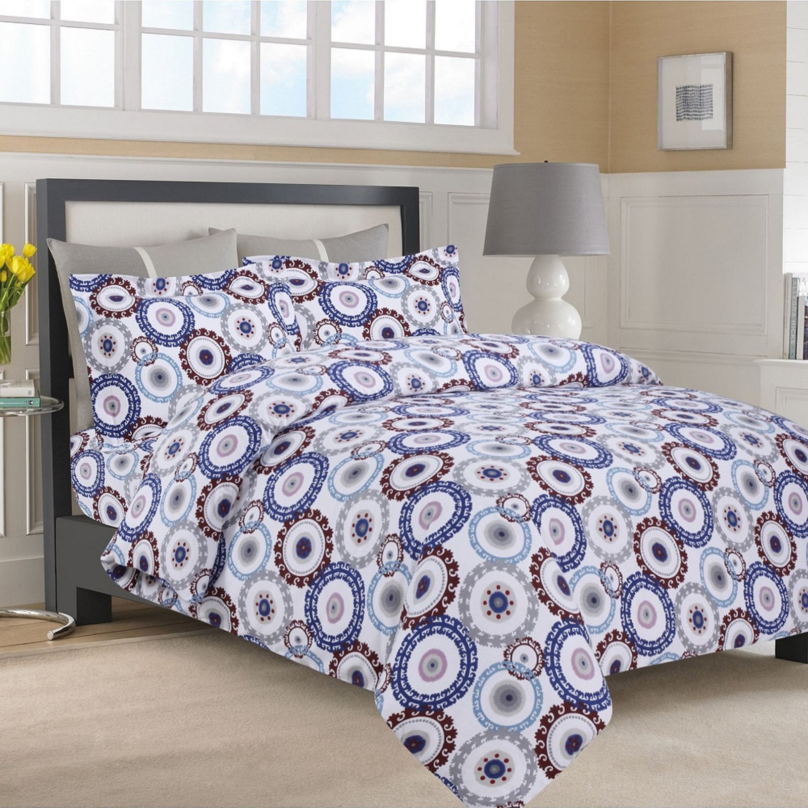 Printed Flannel 3 Piece Medallion Duvet Cover Set by Tribeca Living