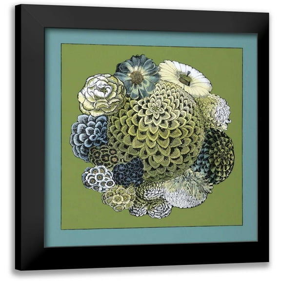 Zarris, Chariklia 12x12 Black Modern Framed Museum Art Print Titled - Small Celadon Bouquet III
