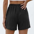 thumbnail image 4 of WAYUTE Women's Shorts Casual High Waist Loose Thin Breathable Solid Color Summer Shorts with Drawstring and Pockets Beach Outdoor,Black,XL, 4 of 7