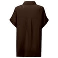 thumbnail image 7 of Womens Short Sleeve Tops Button Down Lapel Shirts for Women Side Split Solid Color Summer Tees with Pocket Gifts for Mom, 7 of 7