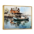 thumbnail image 2 of Designart "Reflective Moments at the Harbor Port IV" Nautical & Beach Floater Framed Wall Art Print, 2 of 7