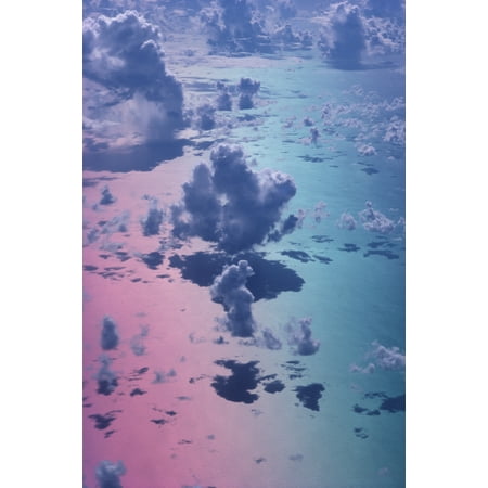Special Effect PinkBlue Sky White Puffy Cumulus Clouds View From Above A35D Stretched Canvas - Allan Seiden  Design Pics (12 x