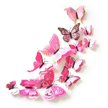 

Removable 12PCS 3D Colorful Butterfly Wing Fridge Magnet Wall Stickers Decor
