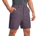 thumbnail image 2 of VV AVEORS Mens Stretch Golf Shorts With Zipper Pockets Lightweight Dress Casual Outdoor Hiking Long Bermuda Work Shorts Purple S, 2 of 5