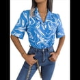 thumbnail image 2 of Camisa Informal de Corta Holgada con Cuello de Traje en Contraste para Mujer Azul L, 2 of 10