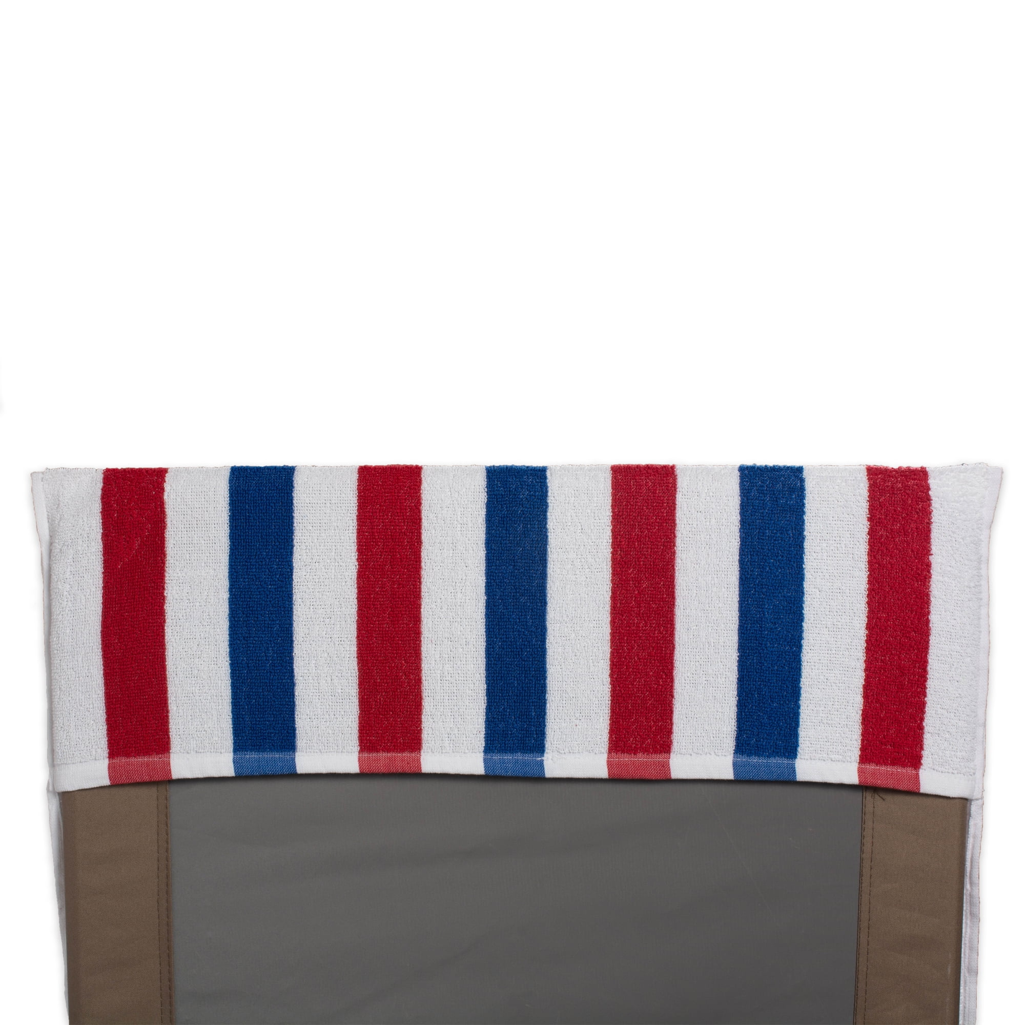 Red, White & Blue Stripe Lounge Chair Beach Towel With Top Pocket, 26" x 82"
