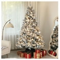 thumbnail image 2 of 7.5 ft Flocked Christmas Tree, Prelit Artificial Trees with 500 Clear Lights, 1530 Tips & Metal Stand for Holiday Party, 2 of 9