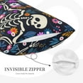 thumbnail image 4 of LNWH Rectangle Pillow Cover, Festival Skeletons Colourful Flowers Cushion Covers Pillowcase for Couch Bedroom Sofa, 16"x24", 4 of 7