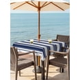 thumbnail image 3 of Outdoor Tablecloth with Umbrella Hole for Patio/Picnic/Party/Camping, Navy Blue Striped Waterproof Table Cloth Square Cover Washable, Modern Thin Line Vertical Stripes (54"x 54"), 3 of 9