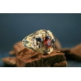 thumbnail image 3 of Roarsilver Gilded Skull Ring with Red Zircon Stone - Unique 925 Silver Craftsmanship | 7.5, 3 of 5