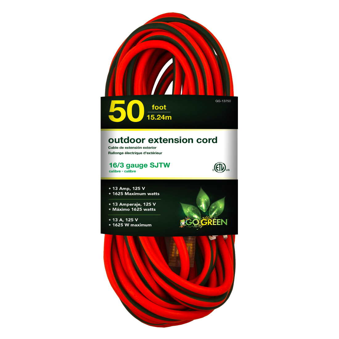 GoGreen Power 50ft Heavy Duty Extension Cord Orange