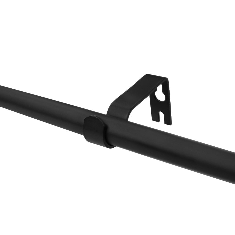 Lumi 5/8" Single Curtain Rod Set Silver/Grey/Black-Flat Square finials 48"-84" - Matte Black