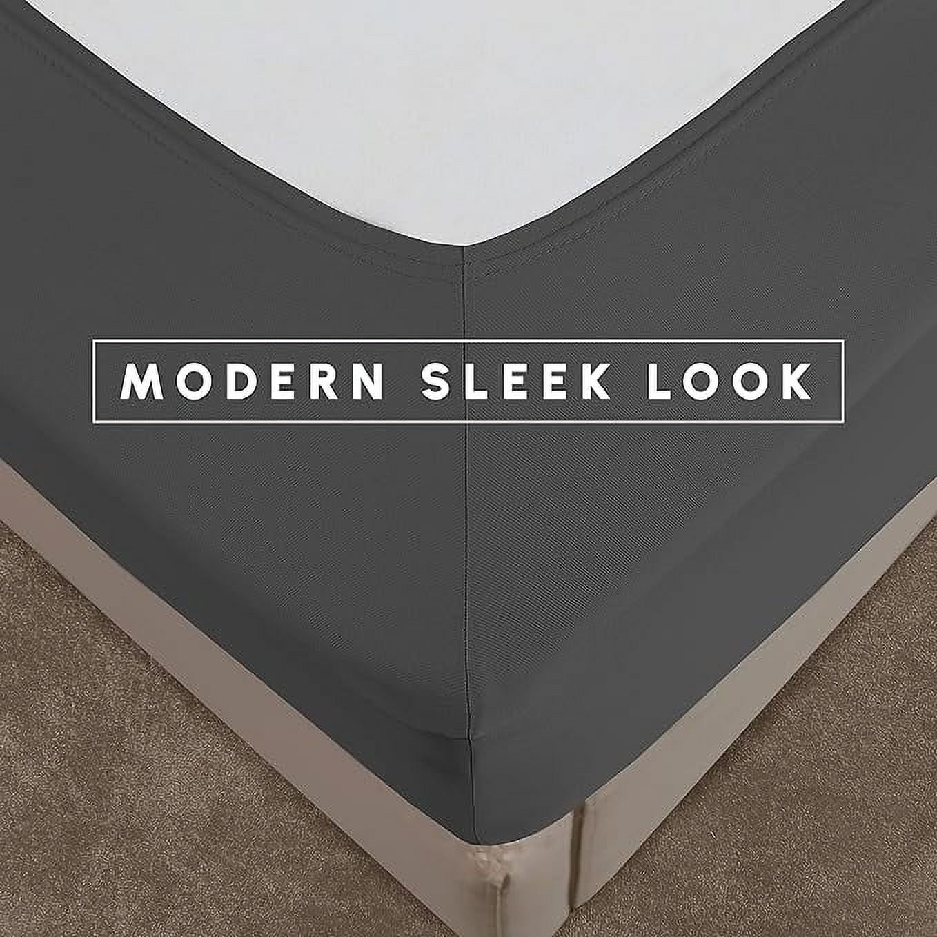 Elegant Comfort Box Spring Cover - Stretchy 4-Way Elastic Jersey Knit Alternative to Bed Skirt, Ultra Soft and Wrinkle-Free, Queen, Gray