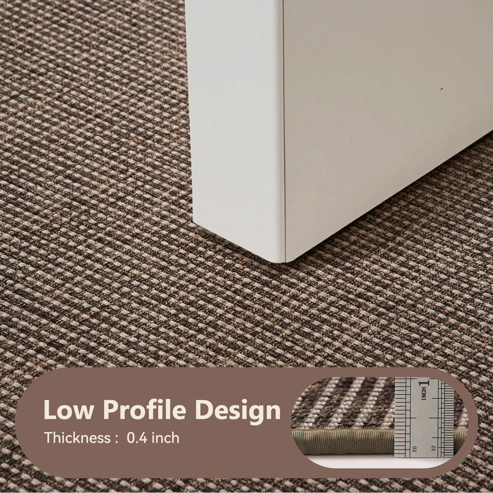 FEELHOME Door Mats for Inside 24"x47" Non Slip Rubber Welcome Mat for Inside Low-Profile Dirt Trapper Indoor Door Mats for Entryway Absorbent Washable Entry Rug Floor Mats Brown