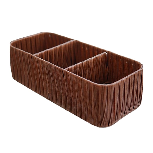 Organizador de cestas tejidas, estantes de despensa de escritorio, cajón, multiusos, decorativo para 35x15x11cm