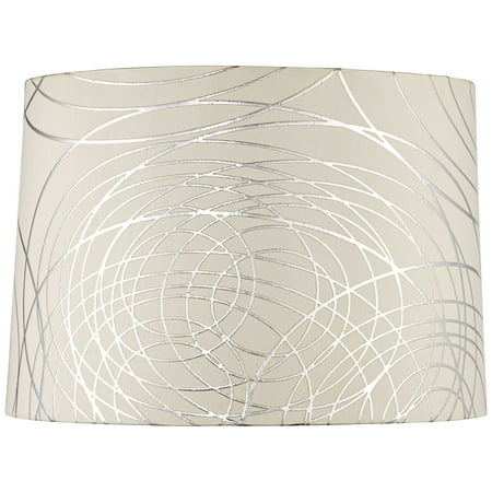 Springcrest Off White Drum Lamp Shade Modern Silver Circles 15x16x11 Spider Springcrest Off White Drum Lamp Shade Modern Silver Circles 15x16x11 Spider