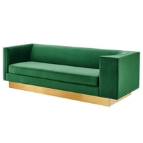 Sofa, Green, Velvet, Modern Contemporary, Mid Century Living Hotel Lounge Cafe Lobby