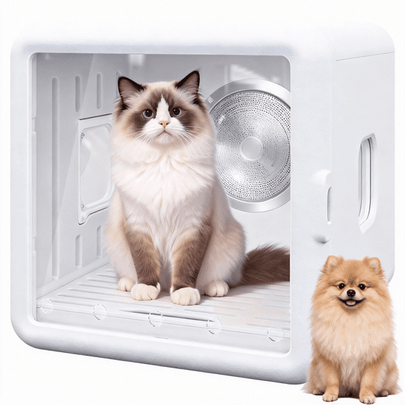Sunvivi 65L Pet Dryer Box for Cats & Small Dogs, 360° Automatic Cat Dryer Box, Adjustable Temperature Dog Dryer Box