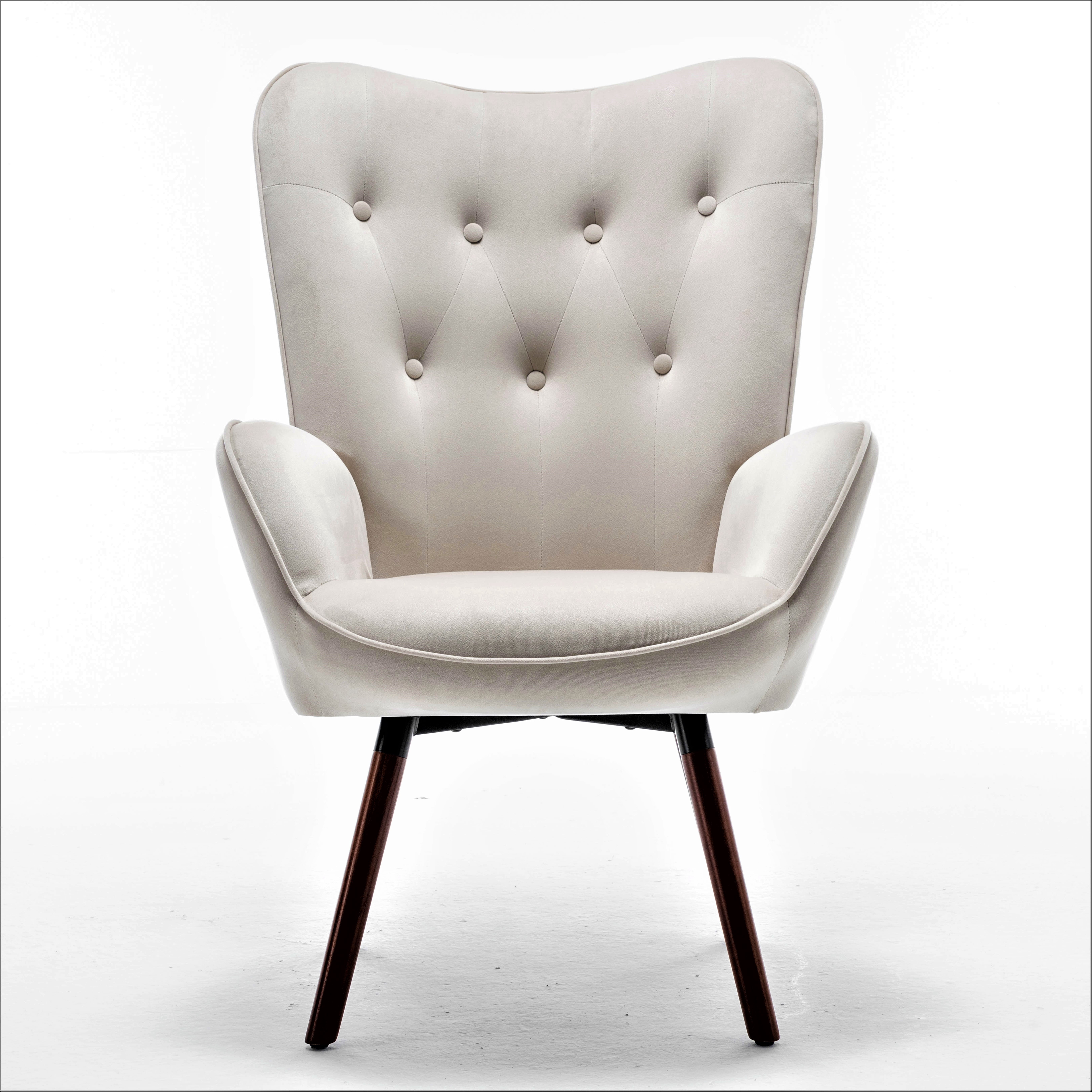 US Pride Furniture Kreedence 26.38" W Microfiber Wing Back Armchair, Ivory