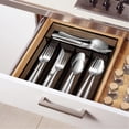 thumbnail image 3 of Metal Mesh Drawer Organizer, 5 Compartment Silverware Tray for Kitchen, Office Desk, Flatware Cutlery Storage, Black, 12.6"x8.6", 3 of 7