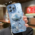 thumbnail image 5 of Compatible with iPhone 14 Pro Max Case, Glitter Sparkle Camera Lens Protector Flower Case for Women Girls, Shockproof Clear Floral Design Anti-Scratch Protective Case Cover 6.7 inch-Blue, 5 of 12