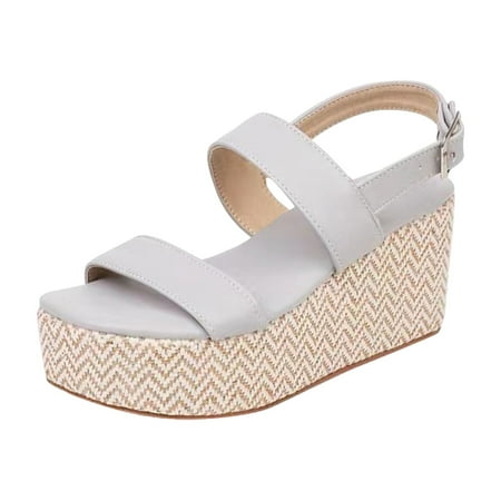 

LIANGP Women s Sandals Sandals Wedge Low Heel Roman Wedge Ladies Fashion Elastic Strap Carved Breathable Shoes Thick Soled Wedges Casual Sandals Women s Shoes Gray Size 8