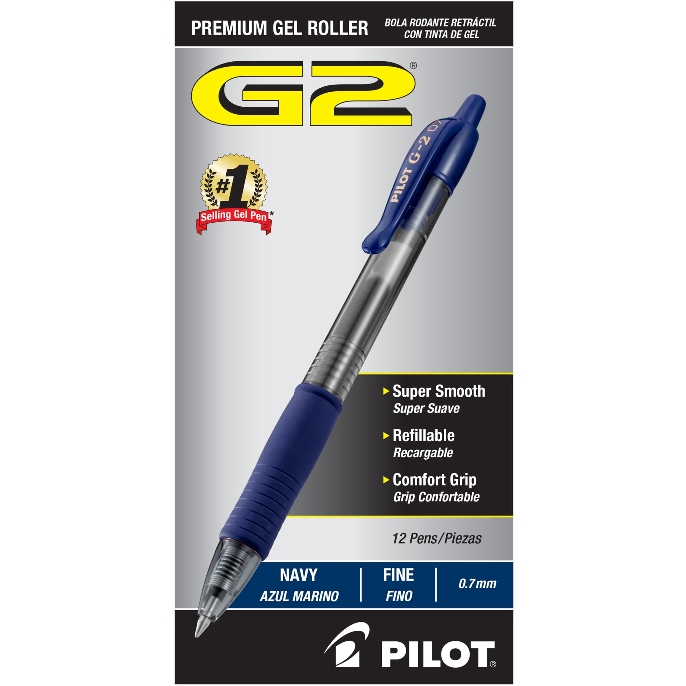 Pilot G2 Premium Retractable Gel Ink Pen, Navy Ink, .7mm, Dozen -PIL31187