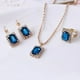 thumbnail image 1 of Nvzi Conjunto de joyas de diamantes de imitación con forma de gota de agua a la moda, collar con colgante de gota de agua retro,conjunto de joyas para madre, novia, boda, azul lago A, 1 of 4