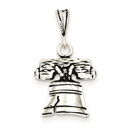 925 Sterling Silver Antiqued Bell Open-back Charm Pendant 20mm x 16mm