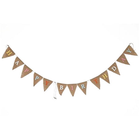 Masteelf HAPPY BIRTHDAY Hessian Bunting Banner Birthday Party Decoration (Multicolor)