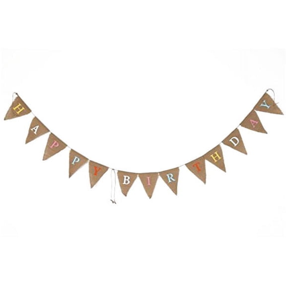 Masteelf HAPPY BIRTHDAY Hessian Bunting Banner Birthday Party Decoration (Multicolor)